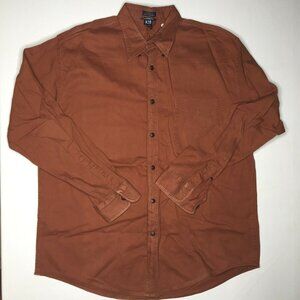 Charter Club Room Mens Button Up Long Sleeved Shirt Tomato Red Size XL